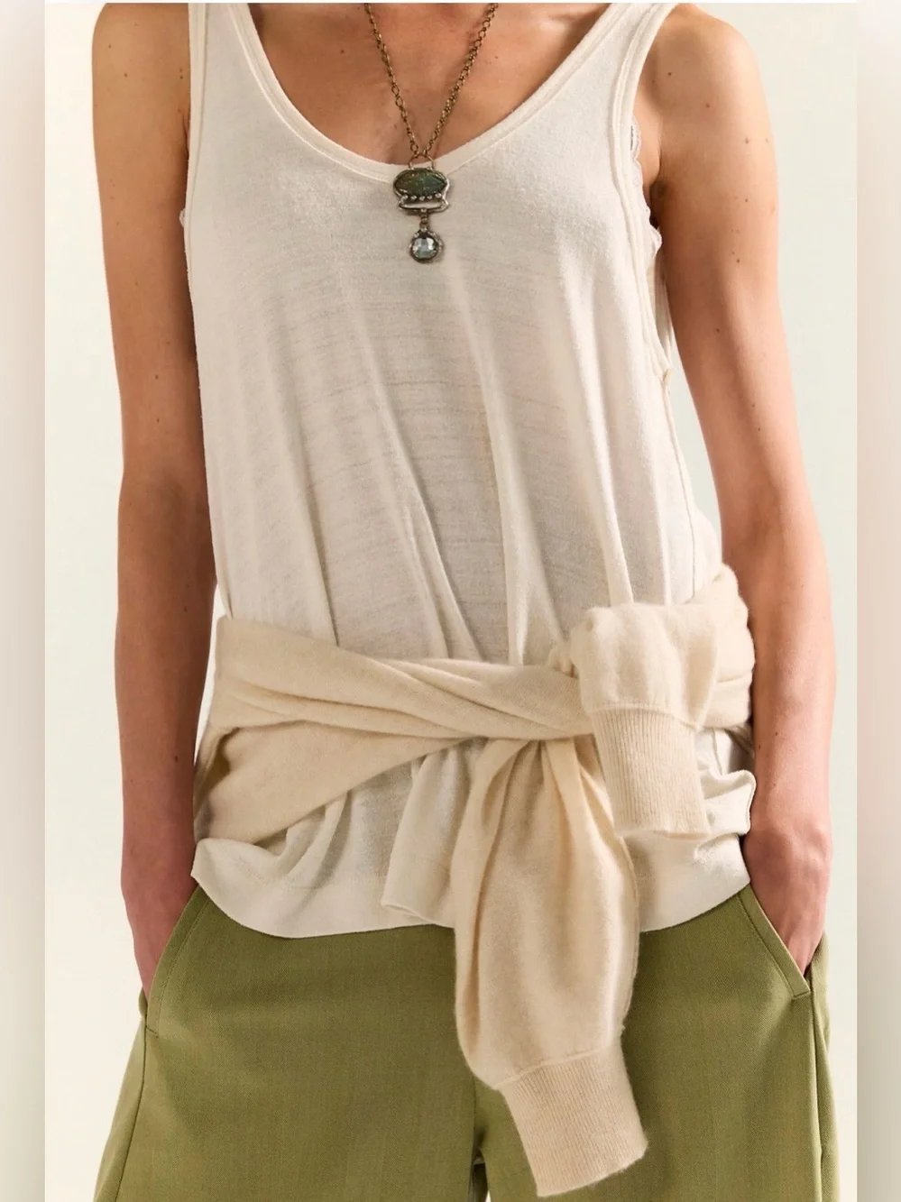 Free People Scoop Neck Silk Tank